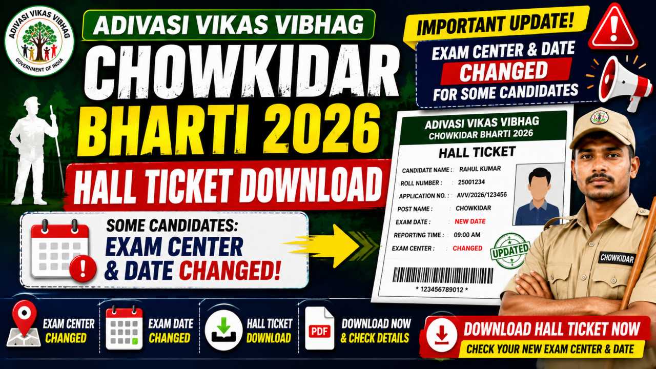 Adivasi Vikas Vibhag Chowkidar Bharti 2026 Hall Ticket Download
