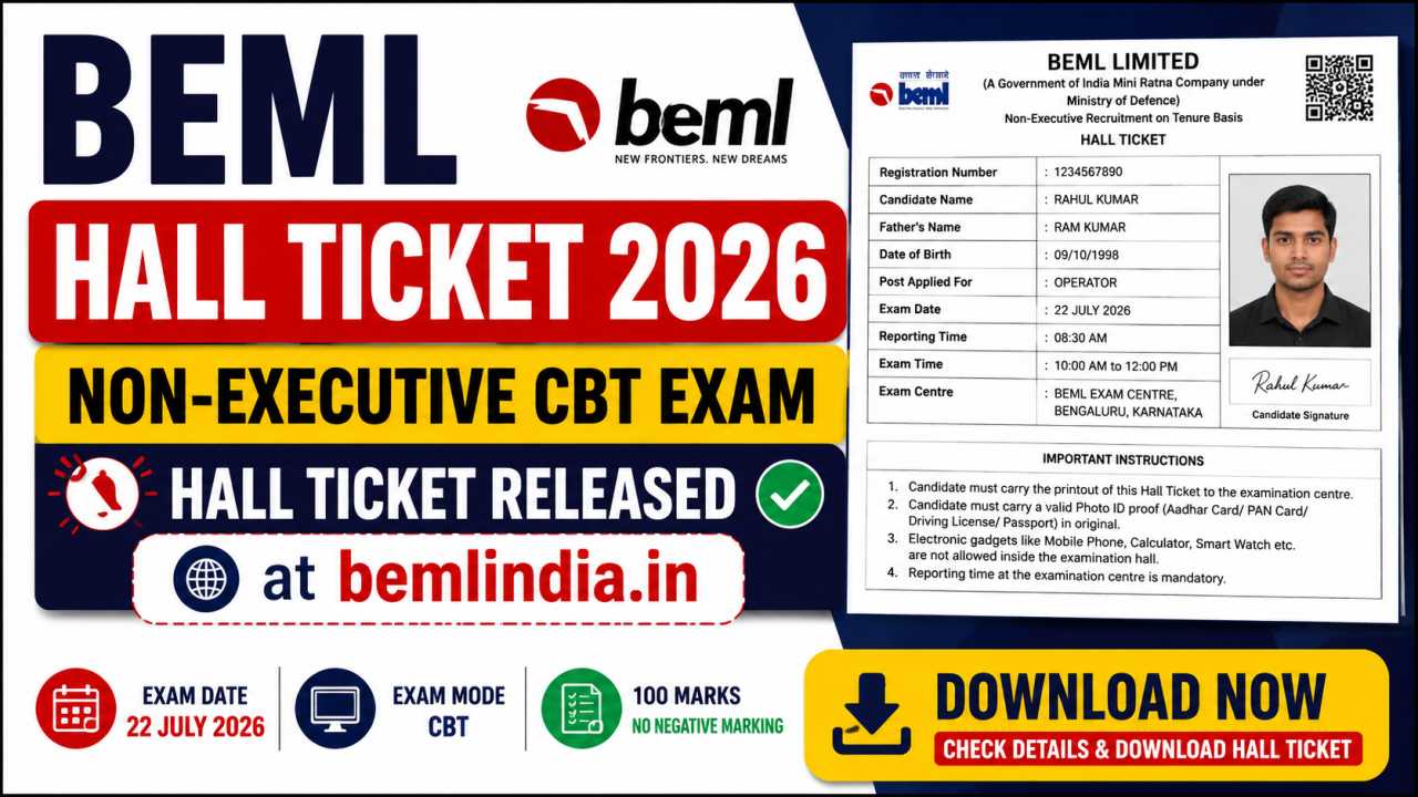 BEML Operator Admit Card 2026